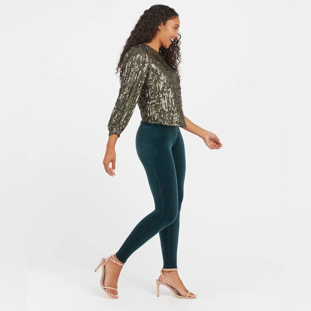 SPANX Women’s Ready to Wow Velvet Leggings - Malachite